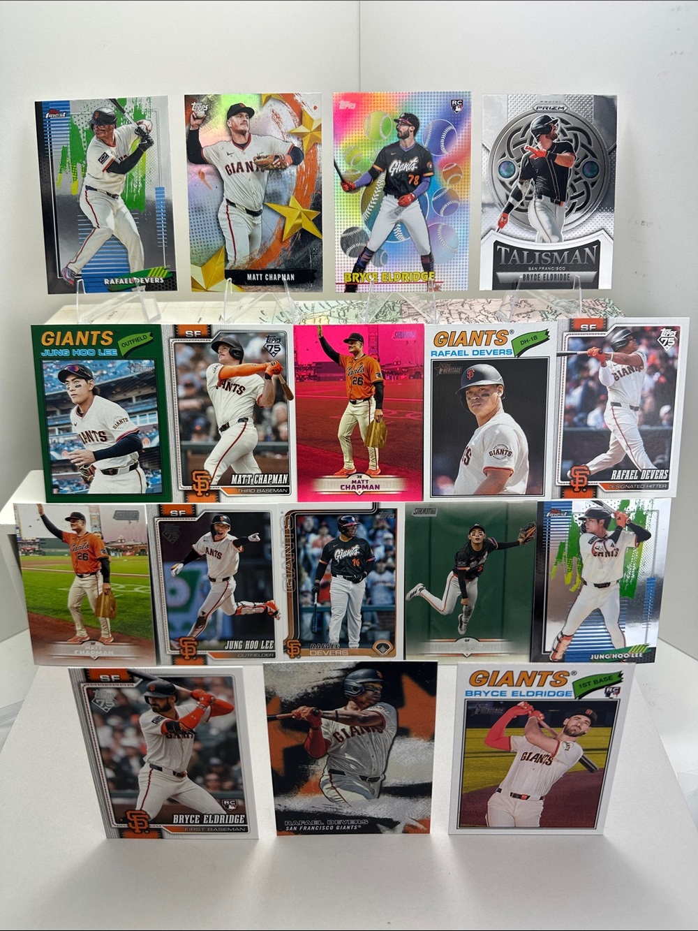 4 Bryce Eldridge rookies in Giants lot of 17 + Matt Chapman/Jung Hoo Lee/Devers